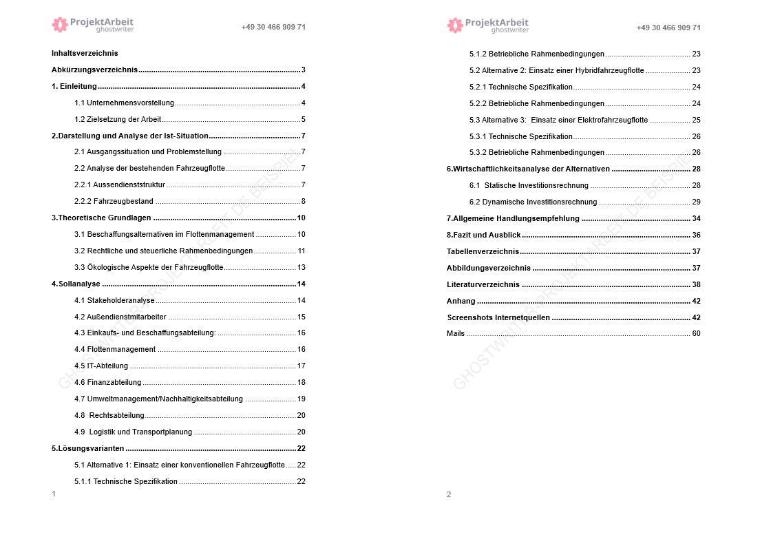 ghostwriter projektarbeit beispel